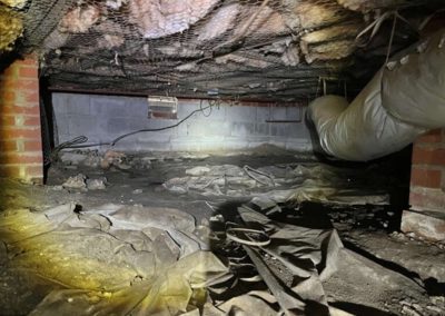 Before photo of old, worn-out crawlspace door at Mike Gibbens' home