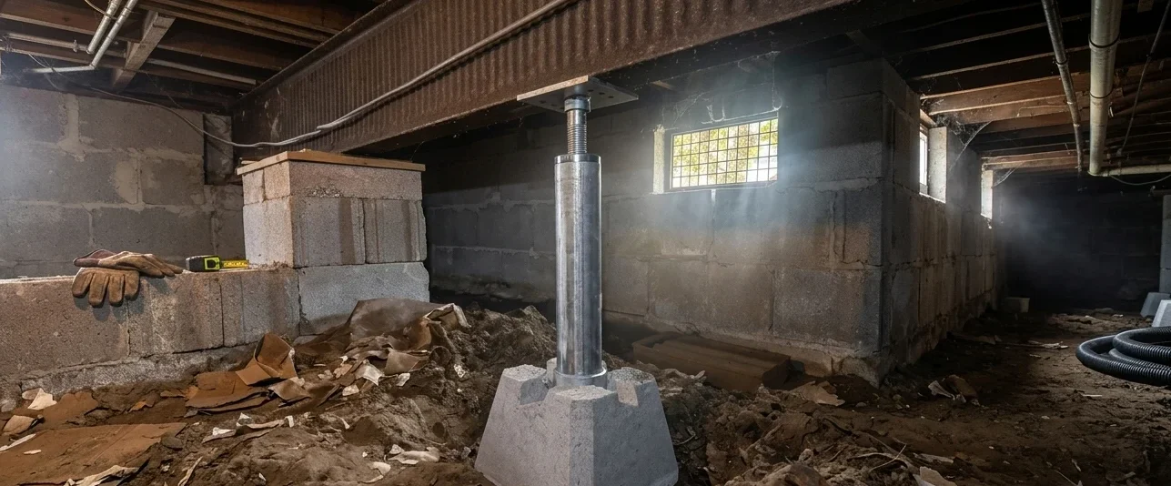 structural post in crawlspace