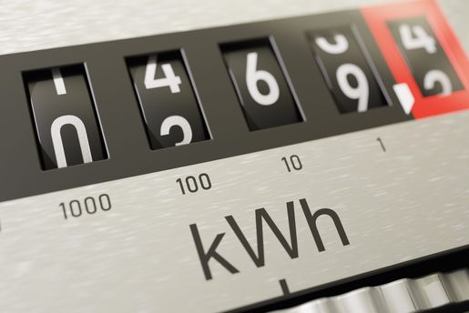 Close-up view on electrometer measuring electricity consumption.